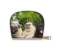 YWSOTRE Pug Amistad Bokeh Perros Mascotas Amigos Pug, Funda de Cuero de PU para Tarjetas, Tarjetero Elegante, Tarjetero Tipo Billetera