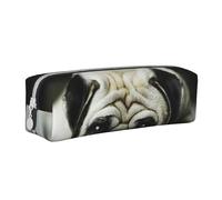 YWSOTRE Pug Perros Tristes Perros Tristes Pug Mascotas Pug, Estuche para lápices Estuche para lápices Estuche para lápices de Cuero portátil con Estuche para cosméticos con Cremallera