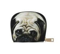 YWSOTRE Pug Perros Tristes Perros Tristes Pug Mascotas Pug, Funda de Cuero de PU para Tarjetas, Tarjetero Elegante, Tarjetero Tipo Billetera