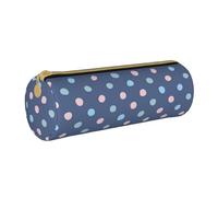 YWSOTRE Puntos De Crayón sobre Fondo Azul Marino, Estuche para lápices Estuche cilíndrico para lápices Estuche para lápices de Cuero portátil Estuche para cosméticos