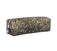 YWSOTRE Puntos Dorados Negros con Purpurina Dorada, Estuche para lápices Estuche para lápices Estuche para lápices de Cuero portátil con Estuche para cosméticos con Cremallera