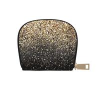 YWSOTRE Puntos Dorados Negros con Purpurina Dorada, Funda de Cuero de PU para Tarjetas, Tarjetero Elegante, Tarjetero Tipo Billetera