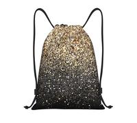 YWSOTRE Puntos dorados negros con purpurina dorada, Mochila con cordón, unisex, para deporte, gimnasio, informal, para el día a día, talla M