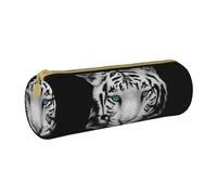 YWSOTRE Pupila Azul Tigre Blanco, Estuche para lápices Estuche cilíndrico para lápices Estuche para lápices de Cuero portátil Estuche para cosméticos