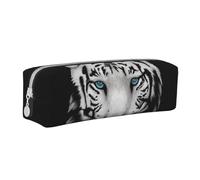 YWSOTRE Pupila Azul Tigre Blanco, Estuche para lápices Estuche para lápices Estuche para lápices de Cuero portátil con Estuche para cosméticos con Cremallera