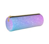 YWSOTRE Púrpura Rosa Brillo Ombre Azul Degradado, Estuche para lápices Estuche cilíndrico para lápices Estuche para lápices de Cuero portátil Estuche para cosméticos