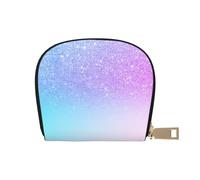 YWSOTRE Púrpura Rosa Brillo Ombre Azul Degradado, Funda de Cuero de PU para Tarjetas, Tarjetero Elegante, Tarjetero Tipo Billetera