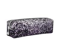 YWSOTRE Purpurina Plateada Negra Morada, Estuche para lápices Estuche para lápices Estuche para lápices de Cuero portátil con Estuche para cosméticos con Cremallera