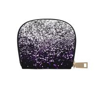 YWSOTRE Purpurina Plateada Negra Morada, Funda de Cuero de PU para Tarjetas, Tarjetero Elegante, Tarjetero Tipo Billetera