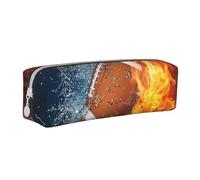 YWSOTRE Quemando fútbol Americano en Fuego, Estuche para lápices Estuche para lápices Estuche para lápices de Cuero portátil con Estuche para cosméticos con Cremallera
