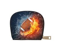 YWSOTRE Quemando fútbol Americano en Fuego, Funda de Cuero de PU para Tarjetas, Tarjetero Elegante, Tarjetero Tipo Billetera