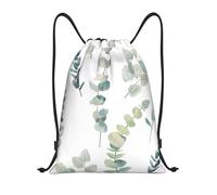 YWSOTRE Ramita verde natural blanca impresa, Mochila con cordón, unisex, para deporte, gimnasio, informal, para el día a día, talla M