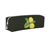 YWSOTRE Ramo De Limón con Rama Y Lirios Negro, Estuche para lápices Estuche para lápices Estuche para lápices de Cuero portátil con Estuche para cosméticos con Cremallera