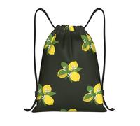 YWSOTRE Ramo De Limón Con Rama Y Lirios Negro, Mochila con cordón, unisex, para deporte, gimnasio, informal, para el día a día, talla M