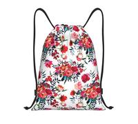 YWSOTRE Ramos florales brillantes y elegantes de color rojo azul marino, Mochila con cordón, unisex, para deporte, gimnasio, informal, para el día a día, talla M