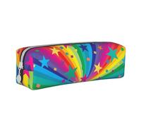 YWSOTRE Rayos de Confeti de Arco Iris y Estrellas, Estuche para lápices Estuche para lápices Estuche para lápices de Cuero portátil con Estuche para cosméticos con Cremallera