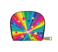 YWSOTRE Rayos de Confeti de Arco Iris y Estrellas, Funda de Cuero de PU para Tarjetas, Tarjetero Elegante, Tarjetero Tipo Billetera