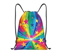 YWSOTRE Rayos de confeti de arco iris y estrellas, Mochila con cordón, unisex, para deporte, gimnasio, informal, para el día a día, talla M