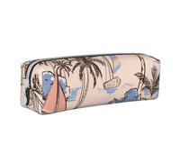 YWSOTRE Retro Hermosos Barcos Palmeras, Estuche para lápices Estuche para lápices Estuche para lápices de Cuero portátil con Estuche para cosméticos con Cremallera