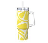 YWSOTRE Rodaja de limón amarillo,Botella de agua de acero inoxidable con asa para bebidas frías y calientes de 40 oz.
