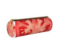 YWSOTRE rodaja de Tomate, Estuche para lápices Estuche cilíndrico para lápices Estuche para lápices de Cuero portátil Estuche para cosméticos