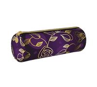 YWSOTRE Rosa Dorada-Púrpura, Estuche para lápices Estuche cilíndrico para lápices Estuche para lápices de Cuero portátil Estuche para cosméticos
