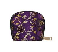 YWSOTRE Rosa Dorada-Púrpura, Funda de Cuero de PU para Tarjetas, Tarjetero Elegante, Tarjetero Tipo Billetera