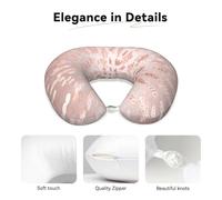 YWSOTRE Rosa Oro Rosa Rubor Trazos Dorados Rayas Brillo,Almohada de Viaje de Espuma viscoelástica, Almohada para el Cuello, para avión, Coche, casa, Oficina, Camping.
