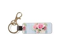 YWSOTRE Rosas Flores Rosadas,Llavero de cuero de PU, llavero, llavero, anillo, organizador, 1 pieza