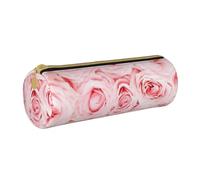 YWSOTRE Rosas Frescas Rosadas Impresas, Estuche para lápices Estuche cilíndrico para lápices Estuche para lápices de Cuero portátil Estuche para cosméticos