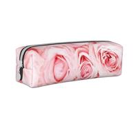 YWSOTRE Rosas Frescas Rosadas Impresas, Estuche para lápices Estuche para lápices Estuche para lápices de Cuero portátil con Estuche para cosméticos con Cremallera