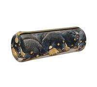 YWSOTRE Rottweiler Dormir Perros Mascotas Cachorros Pequeños, Estuche para lápices Estuche cilíndrico para lápices Estuche para lápices de Cuero portátil Estuche para cosméticos