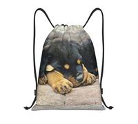 YWSOTRE Rottweiler Dormir Perros Mascotas Cachorros Pequeños, Mochila con cordón, unisex, para deporte, gimnasio, informal, para el día a día, talla M