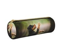 YWSOTRE Rottweiler Mascotas Cachorro Perros Bokeh, Estuche para lápices Estuche cilíndrico para lápices Estuche para lápices de Cuero portátil Estuche para cosméticos