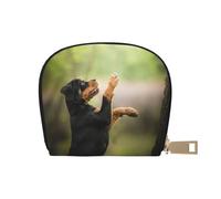 YWSOTRE Rottweiler Mascotas Cachorro Perros Bokeh, Funda de Cuero de PU para Tarjetas, Tarjetero Elegante, Tarjetero Tipo Billetera