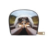 YWSOTRE Rough Collie Bokeh Ferrocarril Perros Mascotas Áspero, Funda de Cuero de PU para Tarjetas, Tarjetero Elegante, Tarjetero Tipo Billetera