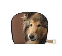 YWSOTRE Rough Collie Lassie Perros Perros Grandes Y Esponjosos Mascotas, Funda de Cuero de PU para Tarjetas, Tarjetero Elegante, Tarjetero Tipo Billetera