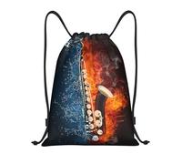 YWSOTRE Saxofón en llamas y hielo, Mochila con cordón, unisex, para deporte, gimnasio, informal, para el día a día, talla M