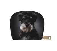 YWSOTRE Schnauzer Retrato Gris Oscuro, Funda de Cuero de PU para Tarjetas, Tarjetero Elegante, Tarjetero Tipo Billetera