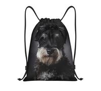 YWSOTRE Schnauzer Retrato Gris Oscuro, Mochila con cordón, unisex, para deporte, gimnasio, informal, para el día a día, talla M