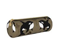 YWSOTRE Sea Life Ballena Gracioso Pez Grande Animal, Estuche para lápices Estuche cilíndrico para lápices Estuche para lápices de Cuero portátil Estuche para cosméticos