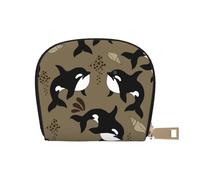 YWSOTRE Sea Life Ballena Gracioso Pez Grande Animal, Funda de Cuero de PU para Tarjetas, Tarjetero Elegante, Tarjetero Tipo Billetera