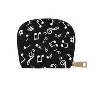 YWSOTRE Señales de Notas Musicales Negras, Funda de Cuero de PU para Tarjetas, Tarjetero Elegante, Tarjetero Tipo Billetera