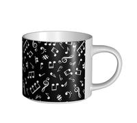 YWSOTRE Señales de notas musicales negras,Taza de cerámica de gran capacidad, taza de té, taza de café 450 ml