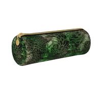 YWSOTRE Serpiente Verde Estampada, Estuche para lápices Estuche cilíndrico para lápices Estuche para lápices de Cuero portátil Estuche para cosméticos