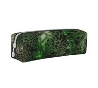 YWSOTRE Serpiente Verde Estampada, Estuche para lápices Estuche para lápices Estuche para lápices de Cuero portátil con Estuche para cosméticos con Cremallera
