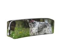 YWSOTRE Setter Inglés Césped Mascotas Perros Setter Inglés, Estuche para lápices Estuche para lápices Estuche para lápices de Cuero portátil con Estuche para cosméticos con Cremallera