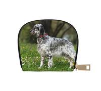YWSOTRE Setter Inglés Césped Mascotas Perros Setter Inglés, Funda de Cuero de PU para Tarjetas, Tarjetero Elegante, Tarjetero Tipo Billetera