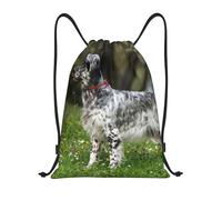 YWSOTRE Setter Inglés Césped Mascotas Perros Setter Inglés, Mochila con cordón, unisex, para deporte, gimnasio, informal, para el día a día, talla M