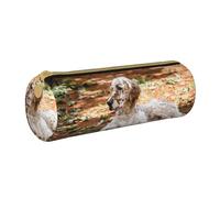 YWSOTRE Setter Inglés Otoño Mascotas Perros Inglés, Estuche para lápices Estuche cilíndrico para lápices Estuche para lápices de Cuero portátil Estuche para cosméticos